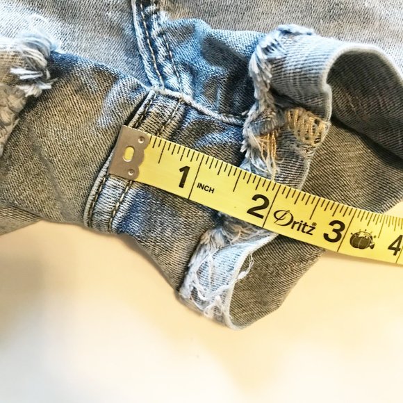 KANCAN Denim Distressed Cuffed Shorts Womens Medium 26 - Picture 5 of 8